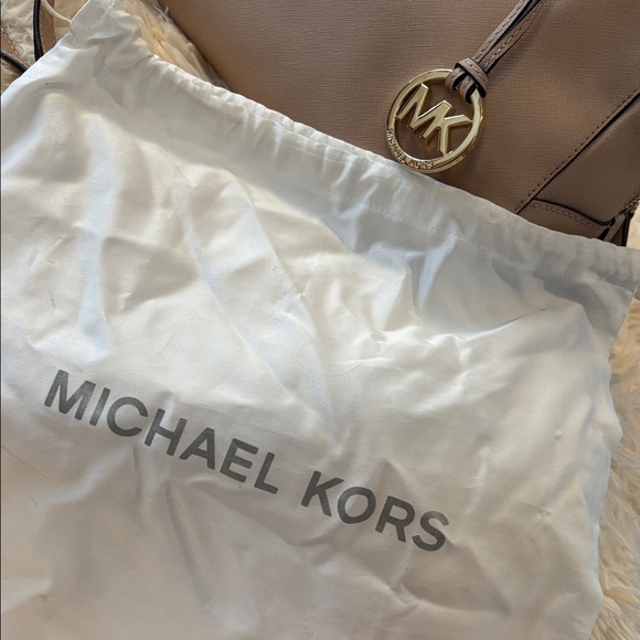 Michael Kors Pinky-Beige Leather Satchel with Gold Accents - Picture 9 of 9